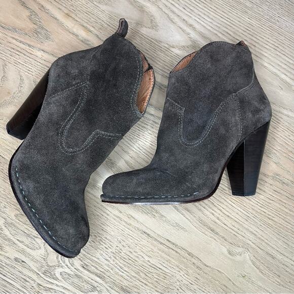 Frye Madeline Short Heeled Western Boots Dark Gray Suede Women’s Size 7.5 - Picture 6 of 10